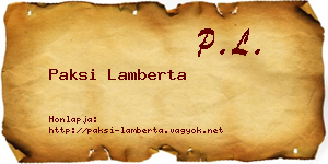 Paksi Lamberta névjegykártya